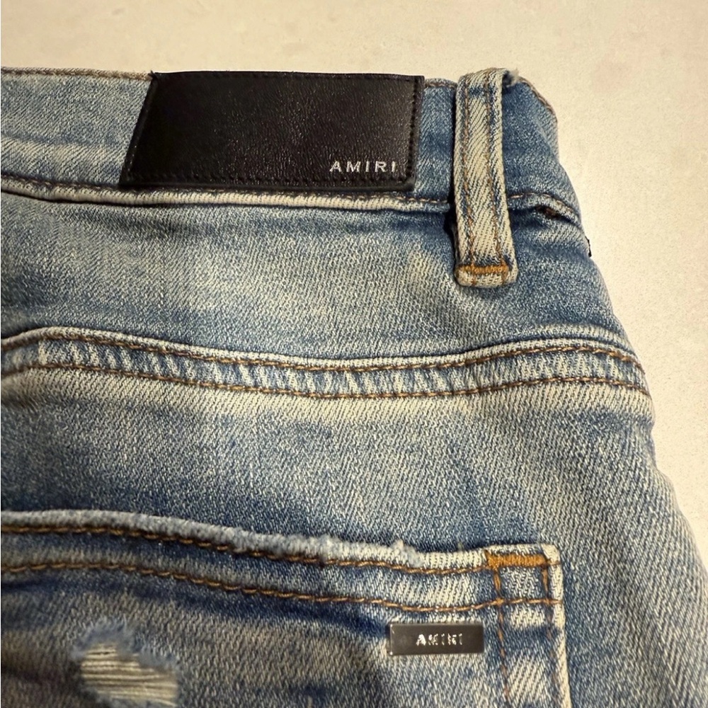 AMIRI bandanna patches Faded Blue Denim Jeans